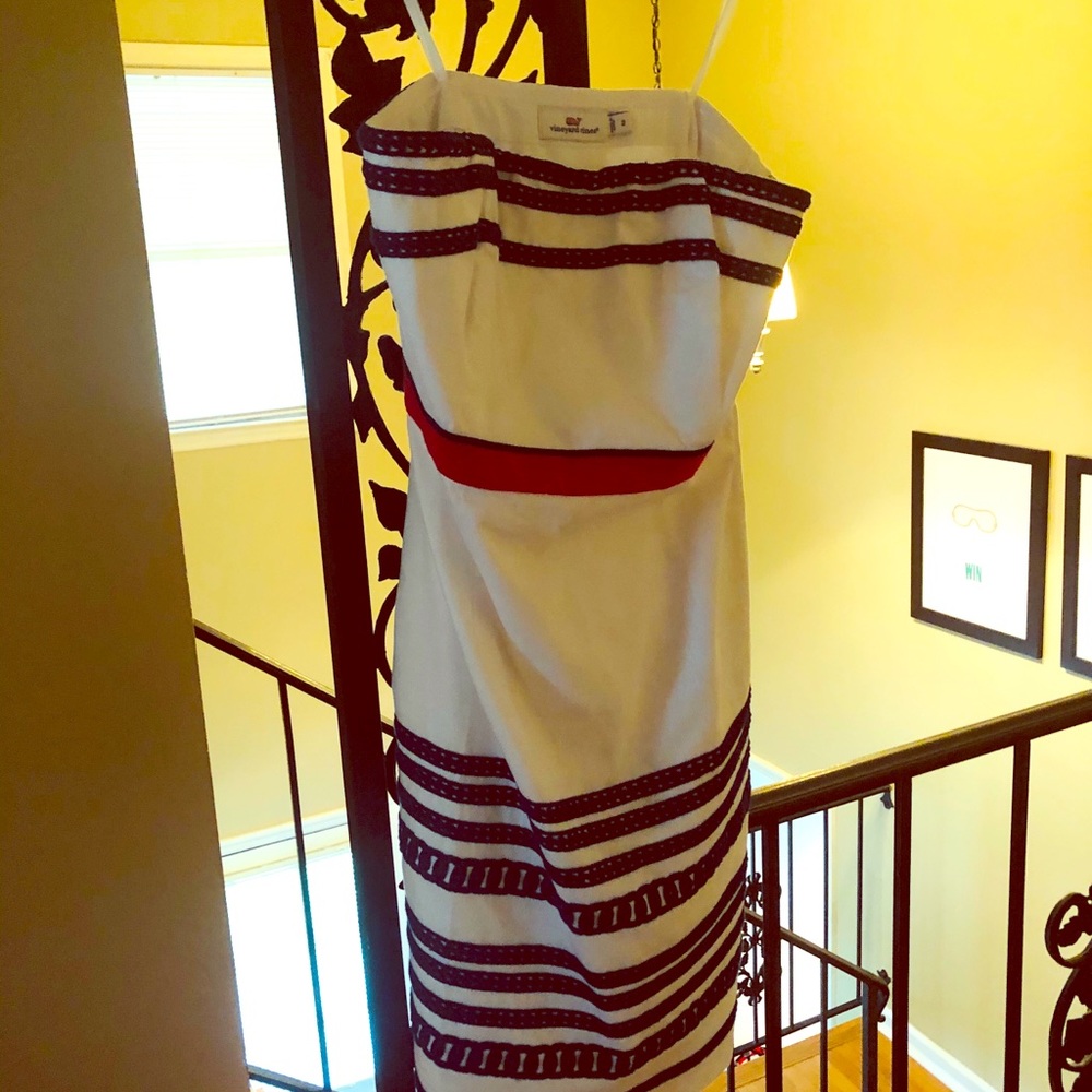 Vineyard Vines red white and blue strapless dress